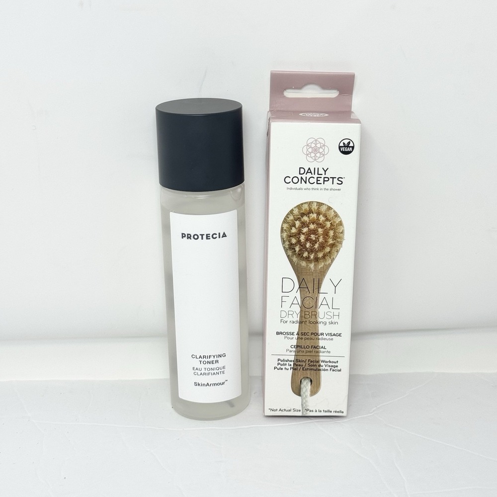 Protecia Skincare Clarifying Toner 4.06 Oz‎ & Daily Facial Drybrush Duo